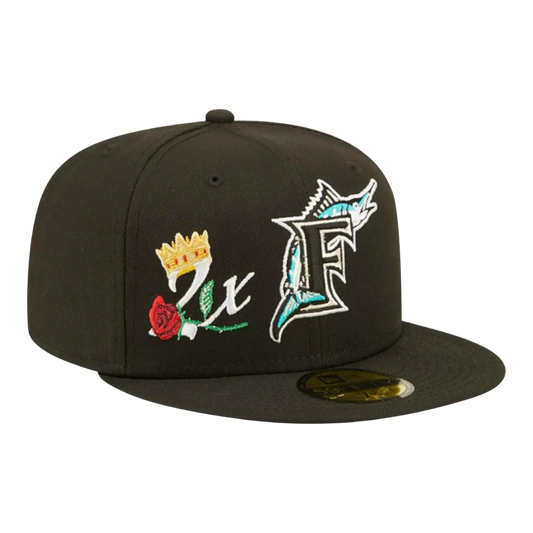 New Era Crown Champs WS 59Fifty Florida Marlins Men Fitted Hat Black