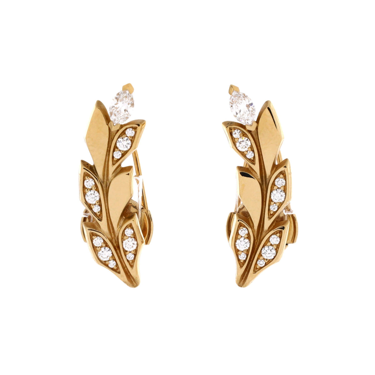 Victoria Vine Climber Stud Earrings 18K Yellow Gold with Diamonds