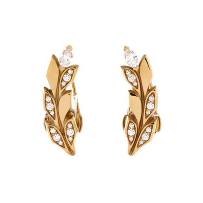 Victoria Vine Climber Stud Earrings 18K Yellow Gold with Diamonds