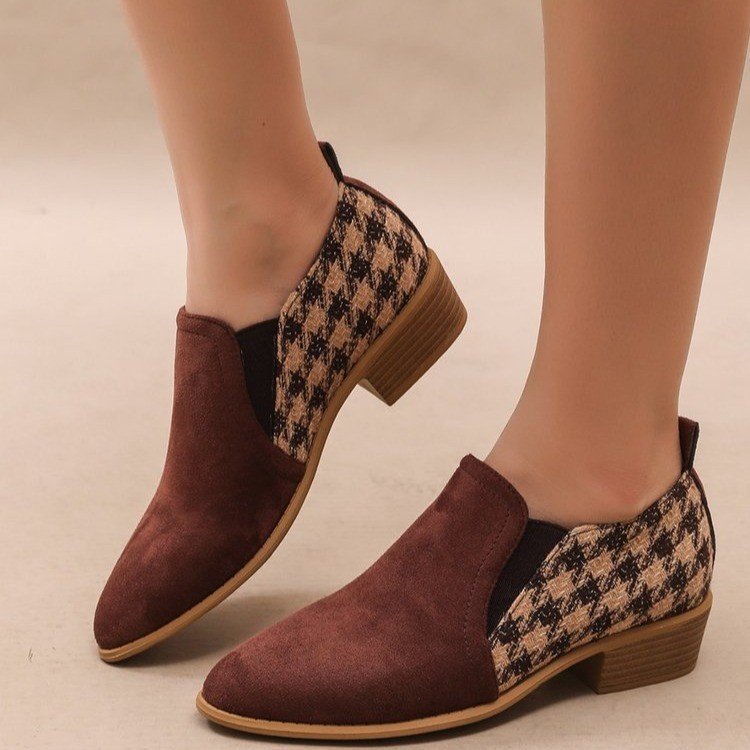 Women's Retro Color-Block Slip-On Heels – Round Toe Mid Heel Dress Sho –  Zulily
