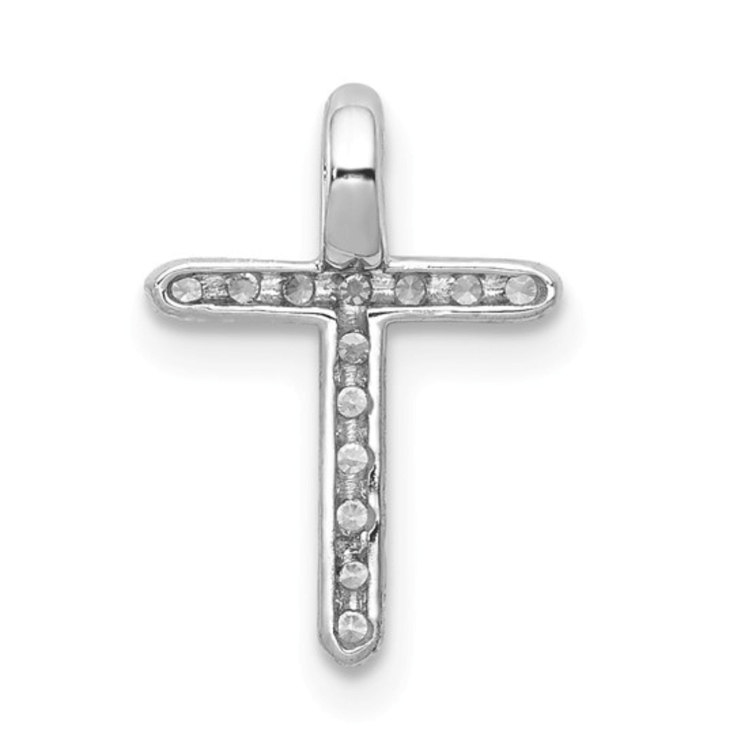 14K White Gold Lab Diamond Cross Pendant
