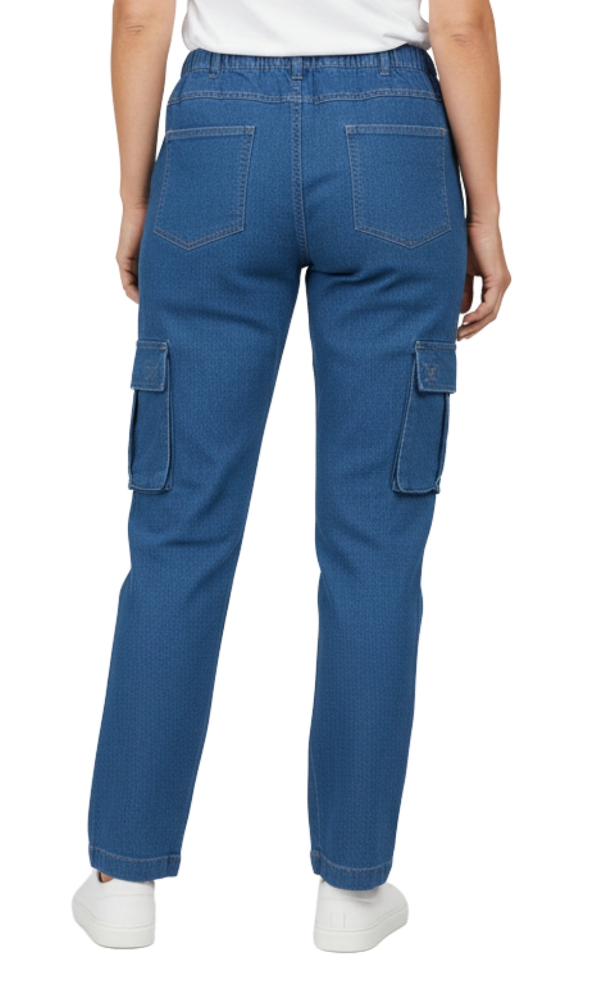 Women's Elastic Stretch Waist Casual Denim Pull-on Cargo Pants
