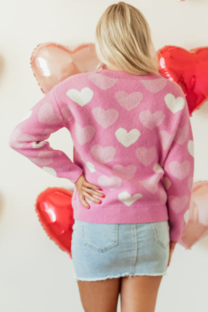 Threaded Pear Pearled Heart Valentines Sweater
