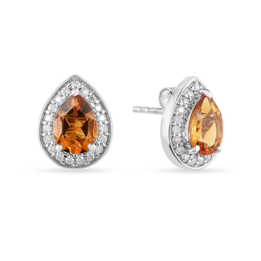 Natural Pear Shaped Citrine Necklace and Earrings Jewelry Sets