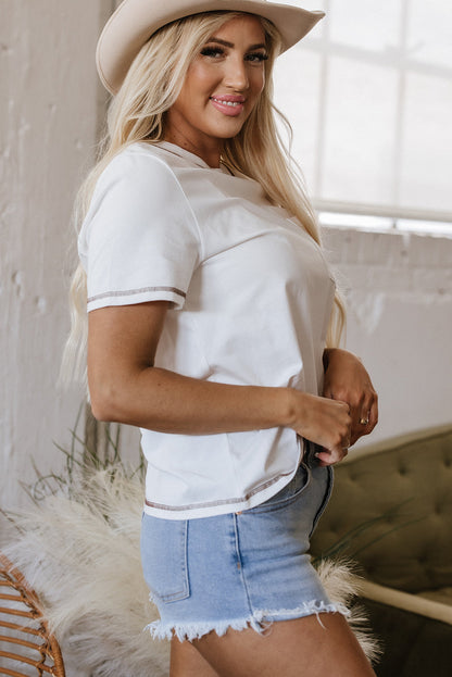 Threaded Pear Horseshoe Embroidered Patch Pocket Tee