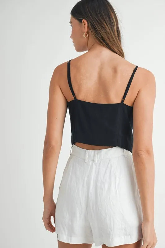 MABLE Linen Mix Button Down Tank Top