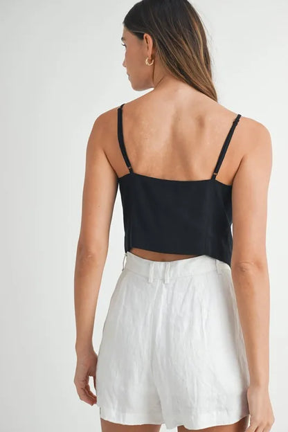MABLE Linen Mix Button Down Tank Top