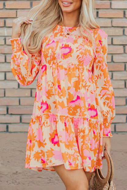 Threaded Pear Jane Sleeve Ruffle Mini Dress