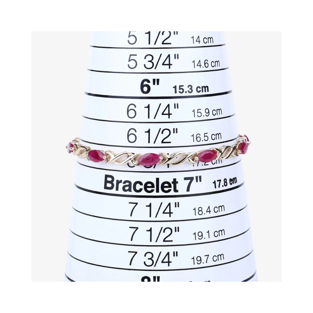 5.00 Ct Marquise Pink Ruby Prong 10K Gold X-Link Crossover Tennis Bracelet