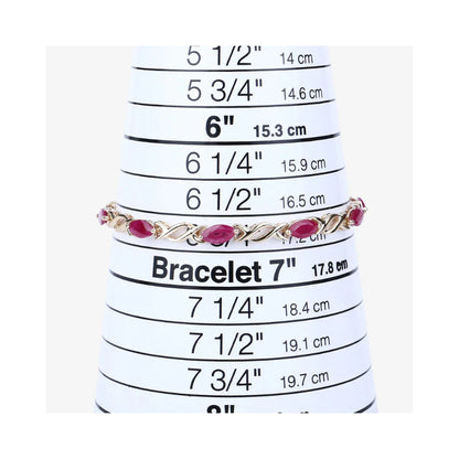5.00 Ct Marquise Pink Ruby Prong 10K Gold X-Link Crossover Tennis Bracelet