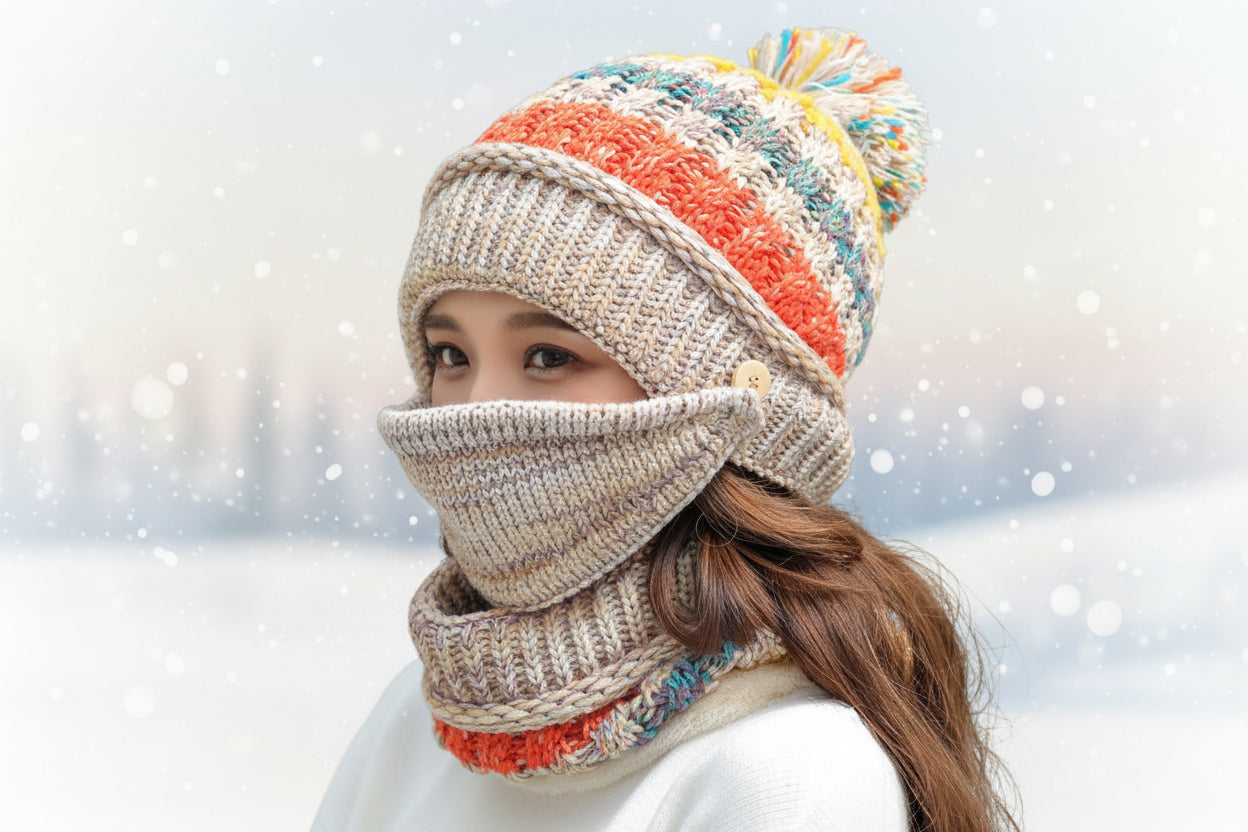 Winter Plush Knitted Hat – Soft Warm Knit Beanie for Cold Weather