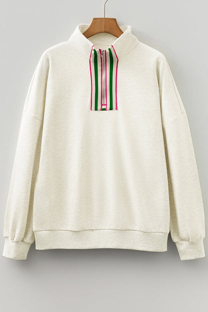 Threaded Pear Felitina Patchwork Zip Collar Pullover