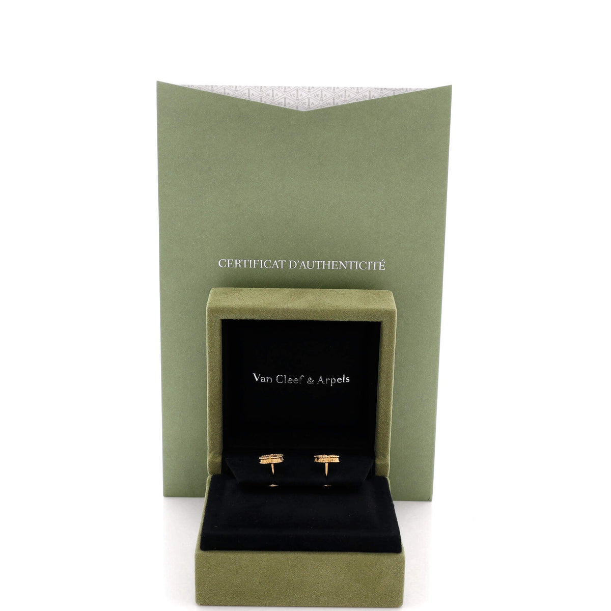 Sweet Alhambra Stud Earrings 18K Yellow Gold and Mother of Pearl