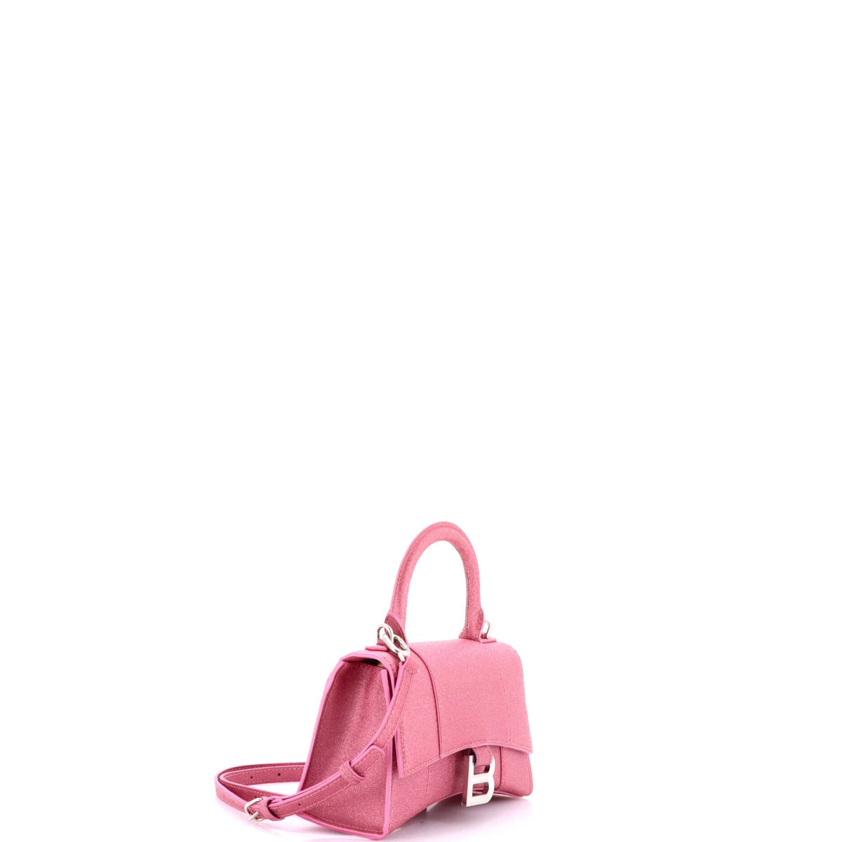 Hourglass Top Handle Bag Glitter Leather XS