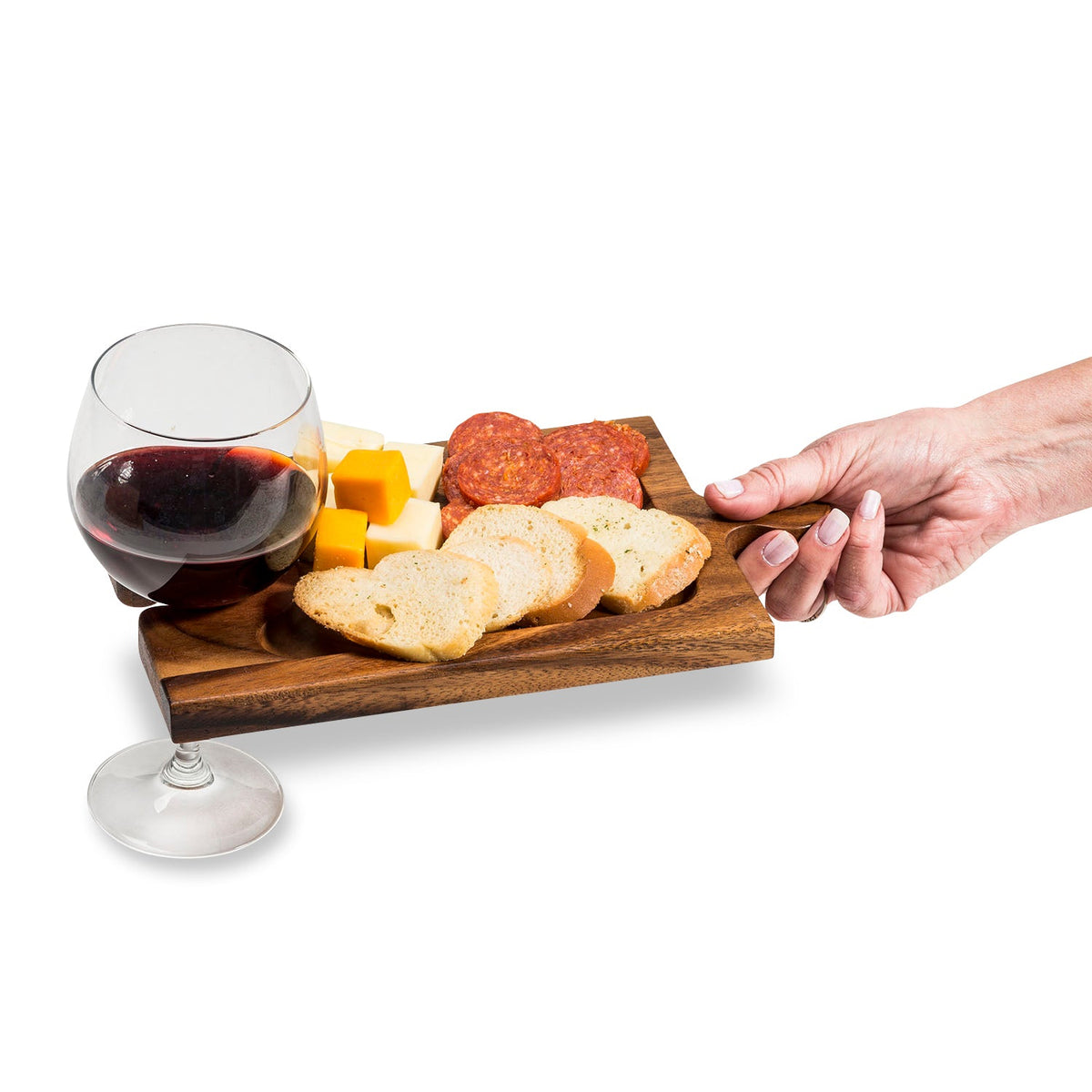 Kalmar Home Puzzle Shaped Charcuterie / Wine Glass Holder Interlocking Board