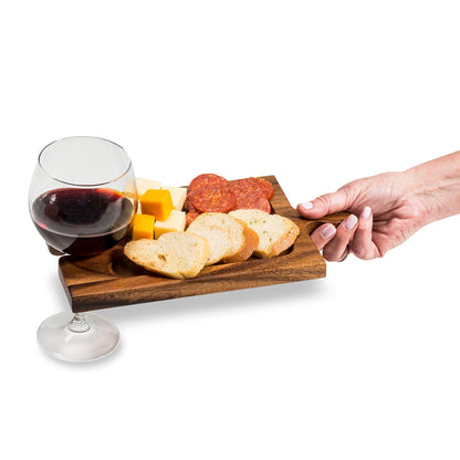 Kalmar Home Puzzle Shaped Charcuterie / Wine Glass Holder Interlocking Board