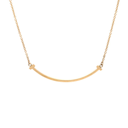 T Smile Pendant Necklace 18K Yellow Gold Small