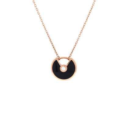 Amulette de Cartier Pendant Necklace 18K Rose Gold with Onyx and Diamond XS
