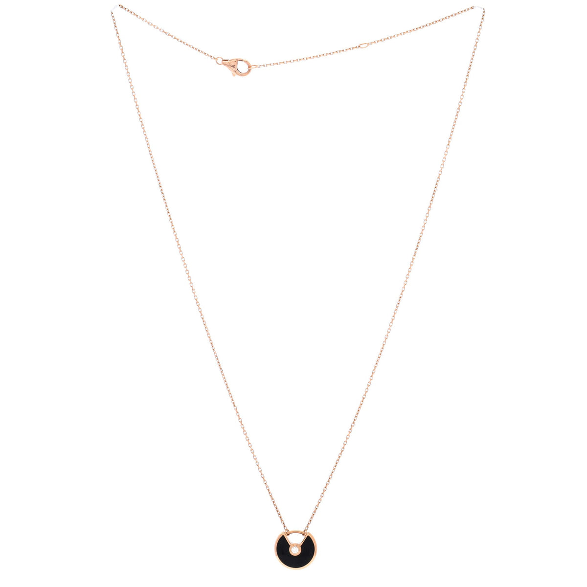 Amulette de Cartier Pendant Necklace 18K Rose Gold with Onyx and Diamond XS