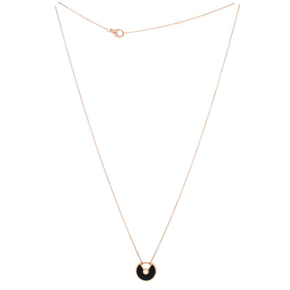 Amulette de Cartier Pendant Necklace 18K Rose Gold with Onyx and Diamond XS