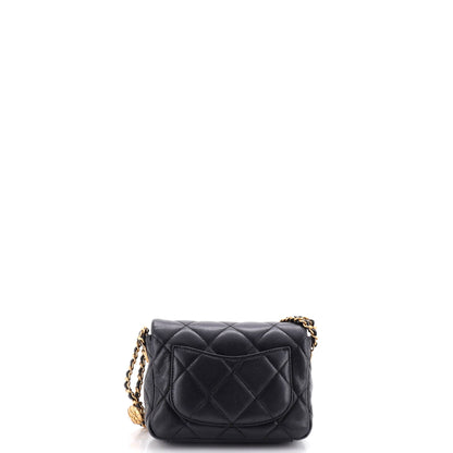 Twist Your Buttons Flap Bag Quilted Caviar Mini