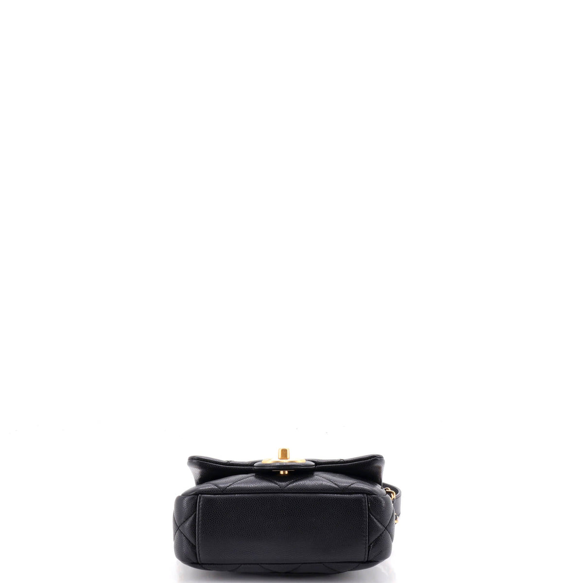 Twist Your Buttons Flap Bag Quilted Caviar Mini