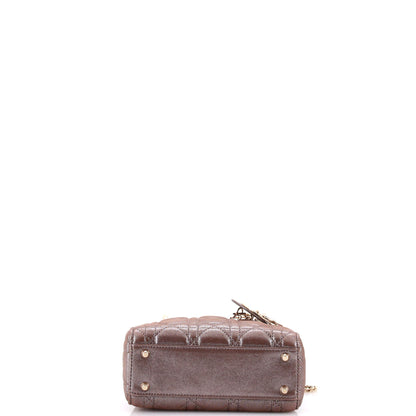 Lady Dior Chain Bag Cannage Quilt Iridescent Leather Mini