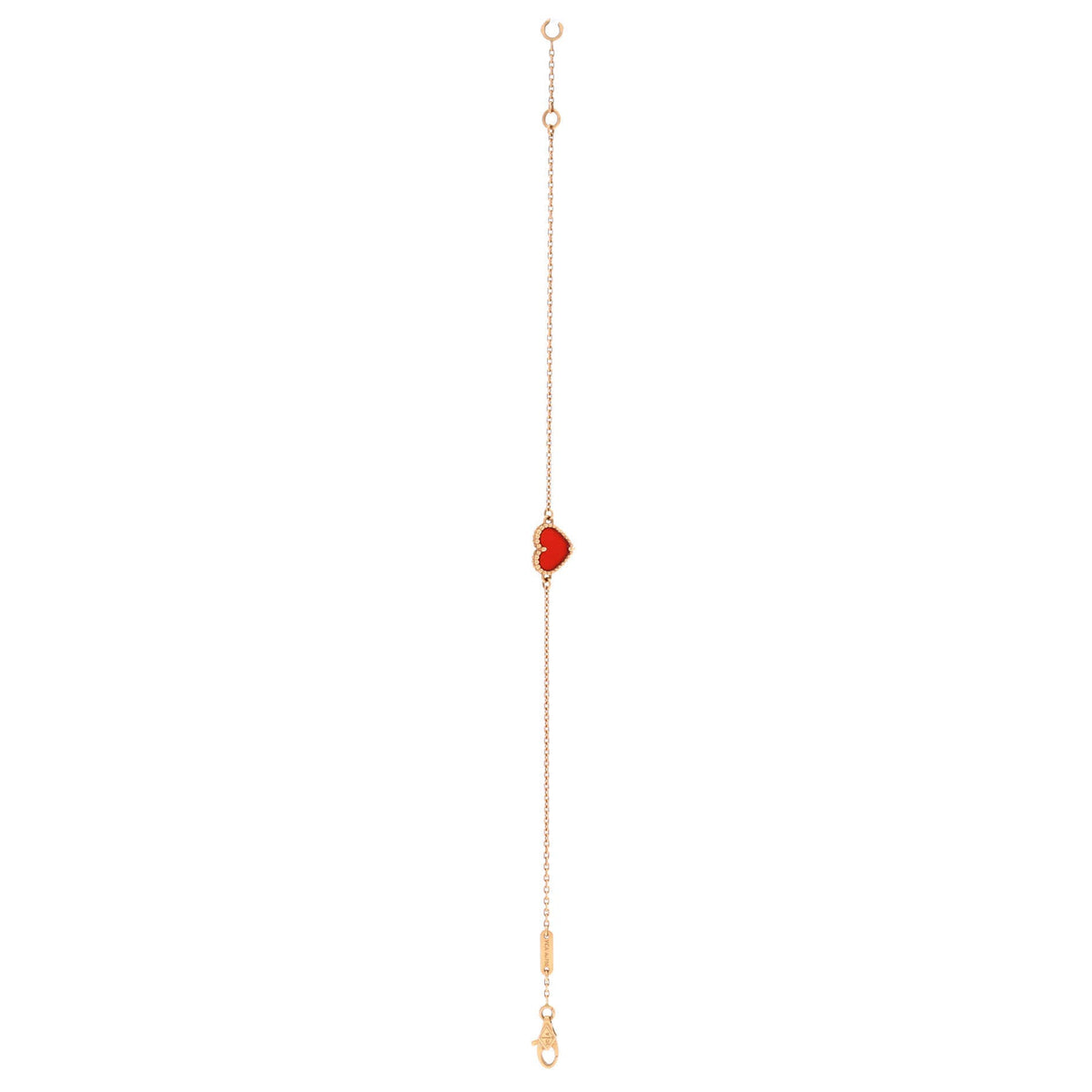 Sweet Alhambra Heart Bracelet 18K Rose Gold with Carnelian