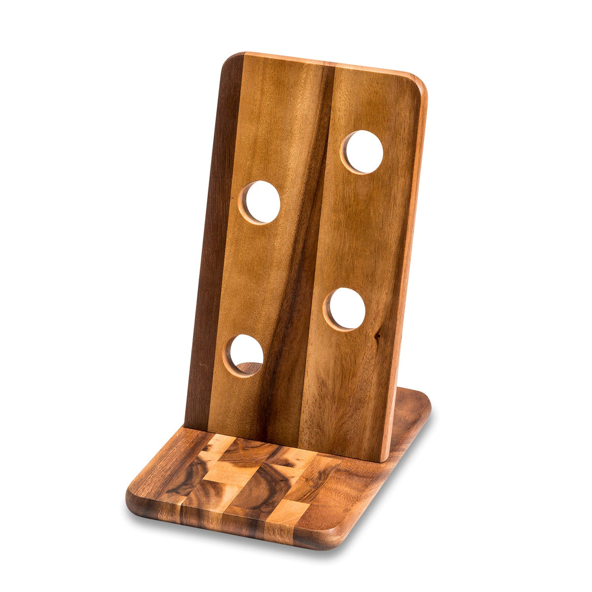 Kalmar Home Acacia Wood Vertical Floating Wine Bottle Holder - 4 Bottles