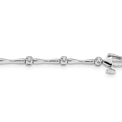 Round White Diamond Prong 14K White Gold Bar Link Bracelet