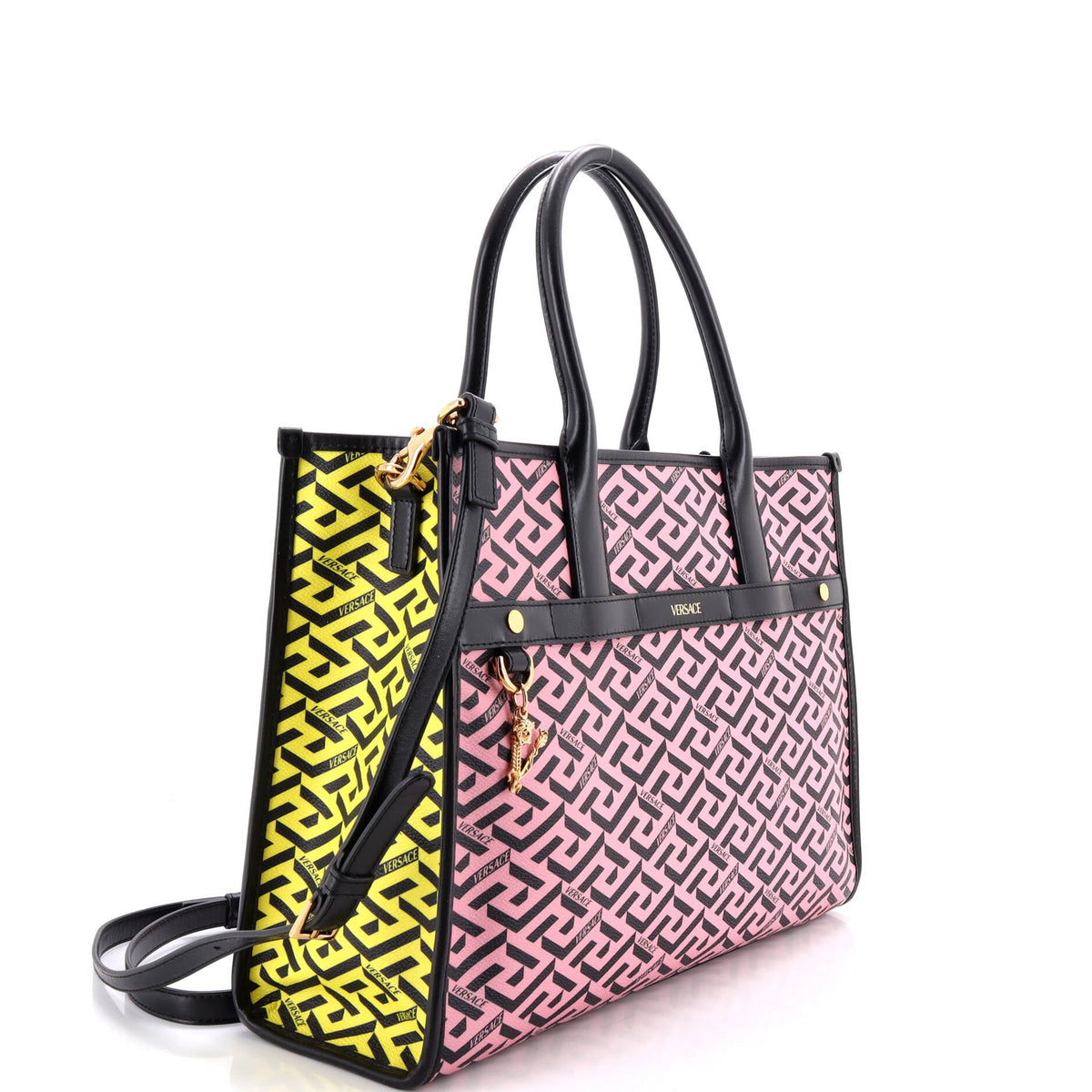 Top Handle Tote La Greca Signature Coated Canvas Medium