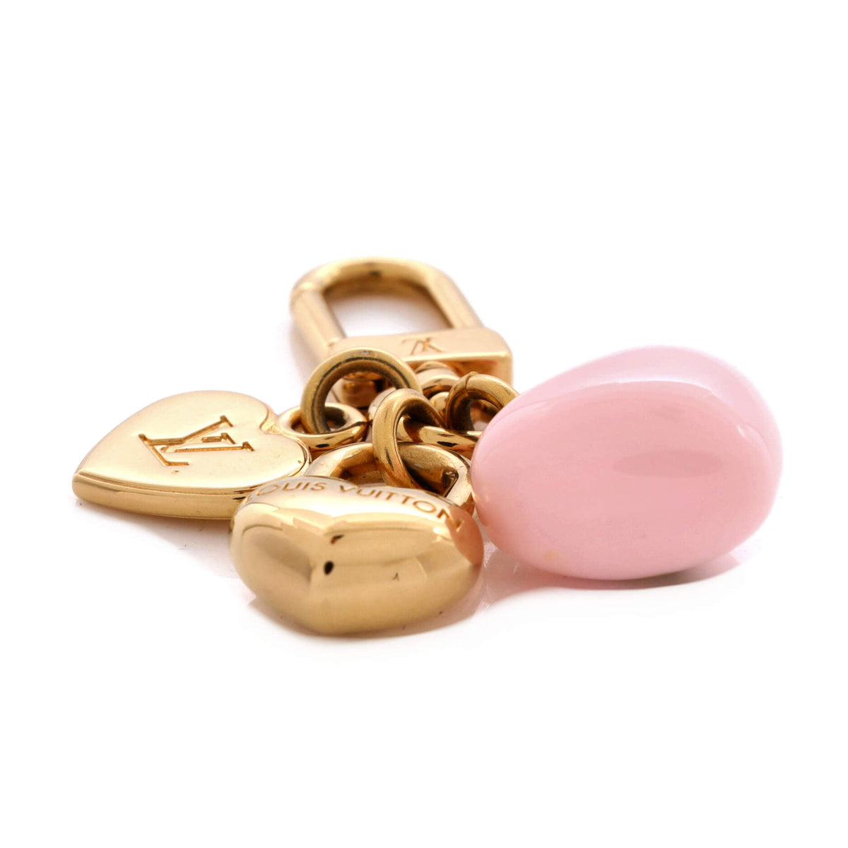 Micro Charms LV Heart Charm and Key Holder Metal and Resin