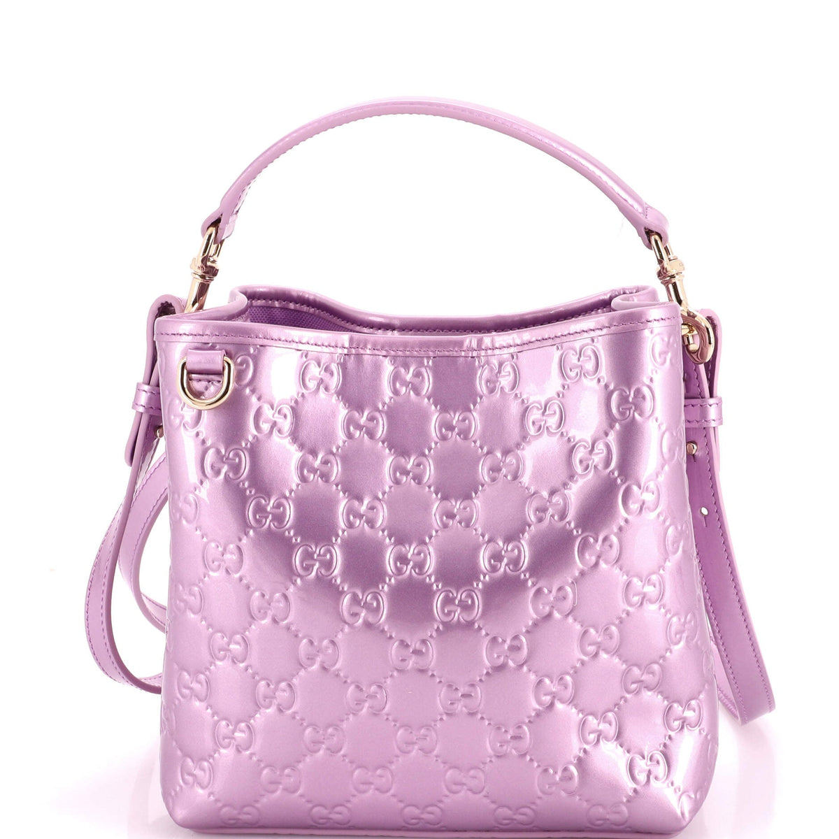 Emblem Bucket Bag GG Embossed Patent Small