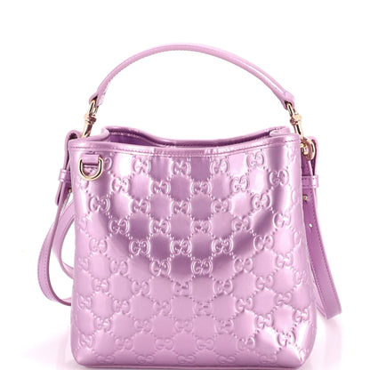 Emblem Bucket Bag GG Embossed Patent Small