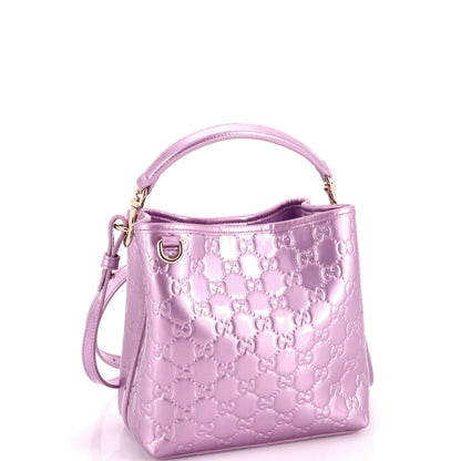 Emblem Bucket Bag GG Embossed Patent Small