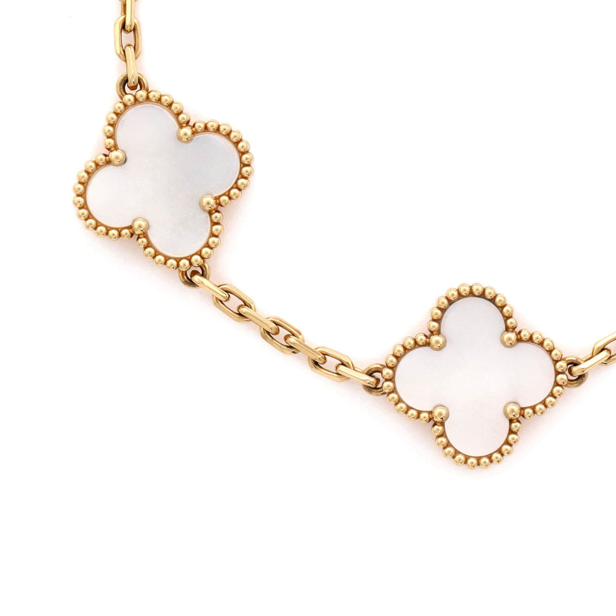 Vintage Alhambra 5 Motifs Bracelet 18K Yellow Gold and Mother of Pearl