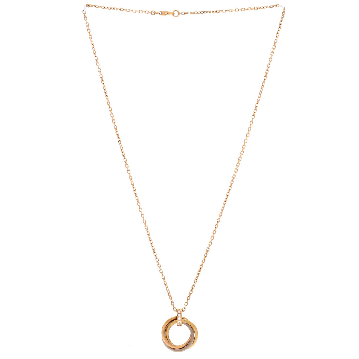 Trinity Pendant Necklace 18K Tricolor Gold and Diamonds
