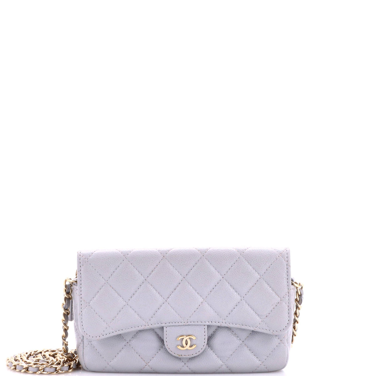 Classic Flap Phone Holder with Chain Quilted Caviar
