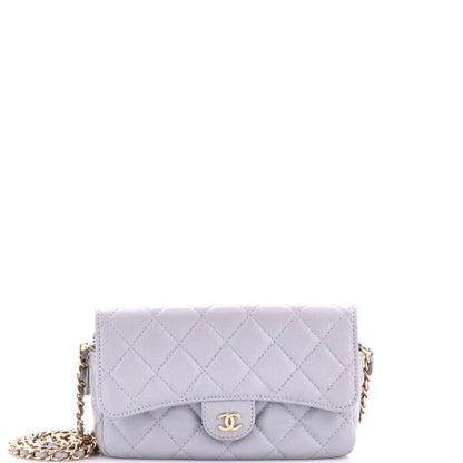 Classic Flap Phone Holder with Chain Quilted Caviar