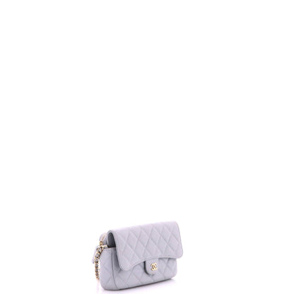 Classic Flap Phone Holder with Chain Quilted Caviar