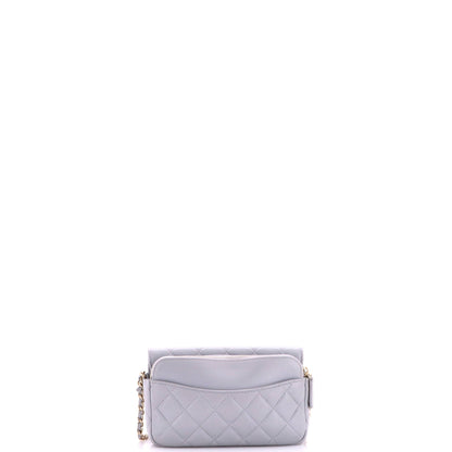 Classic Flap Phone Holder with Chain Quilted Caviar