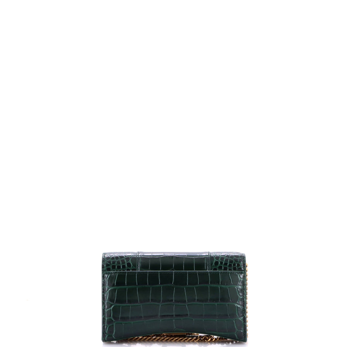 Hourglass Chain Wallet Crocodile Embossed Leather