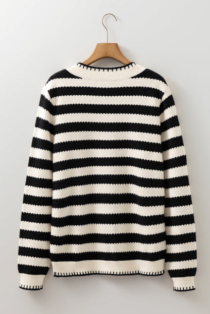Threaded Pear Rylee Stripe Button Cardigan Sweater