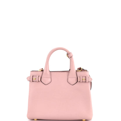 Banner Tote Leather and House Check Canvas Small