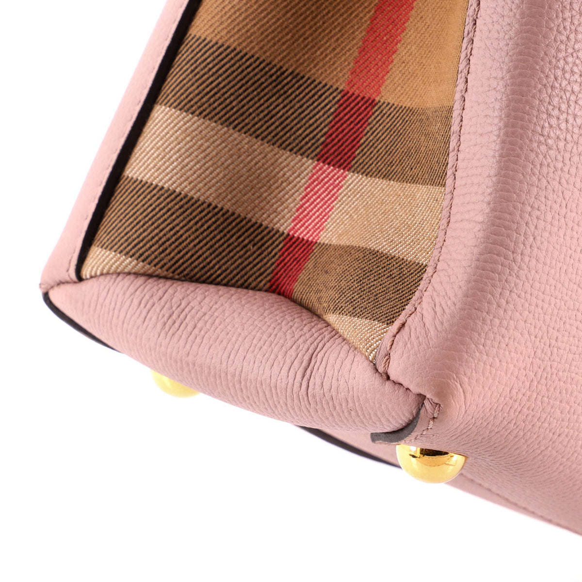 Banner Tote Leather and House Check Canvas Small