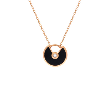 Amulette de Cartier Pendant Necklace 18K Rose Gold with Onyx and Diamond XS