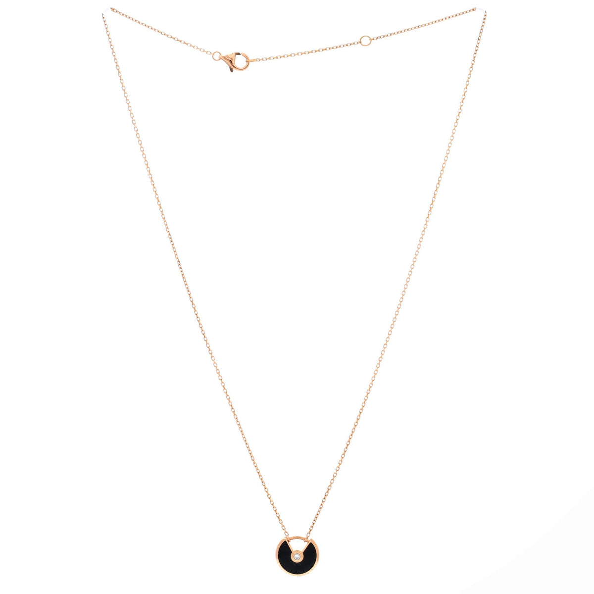 Amulette de Cartier Pendant Necklace 18K Rose Gold with Onyx and Diamond XS