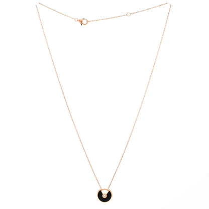 Amulette de Cartier Pendant Necklace 18K Rose Gold with Onyx and Diamond XS