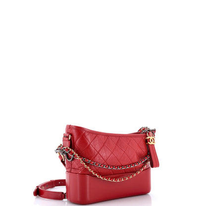 Gabrielle Hobo with Logo Handle Quilted Aged Calfskin Medium