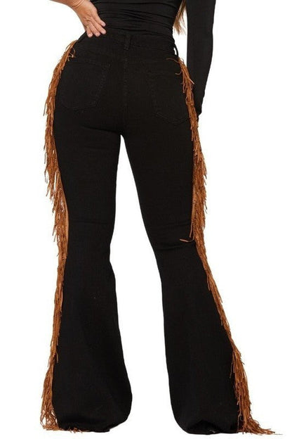 GJG Denim Fringe Bell Bottom Jean - inseam 30